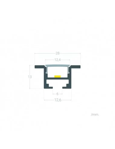 PERFIL TIRA LED. PARA EMPOTRAR. En techos desmontables o de escayola. Anchura led máx. 12mm. (ALED-E212)
