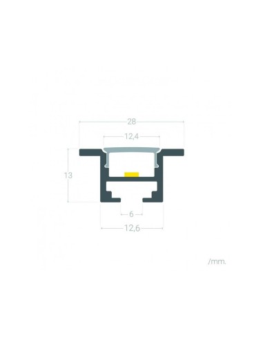 PERFIL TIRA LED. PARA EMPOTRAR. En techos desmontables o de escayola. Anchura led máx. 12mm. (ALED-E212)
