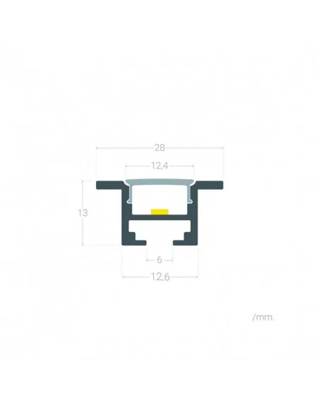 PERFIL TIRA LED. PARA EMPOTRAR. En techos desmontables o de escayola. Anchura led máx. 12mm. (ALED-E212)