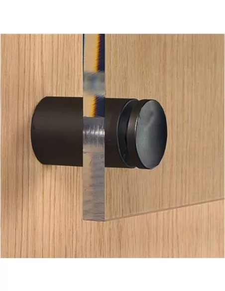 Separadores preto fosco para placas de acrílico e sinalização. Com tampa rosqueada
