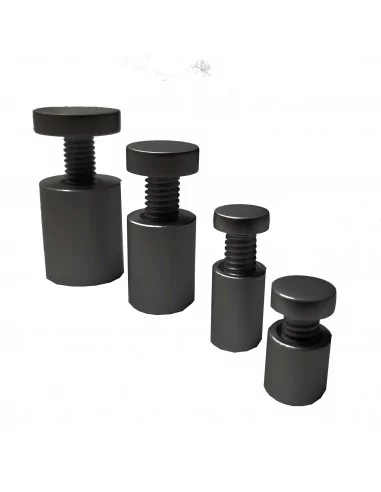 Separadores preto fosco para placas de acrílico e sinalização. Com tampa rosqueada