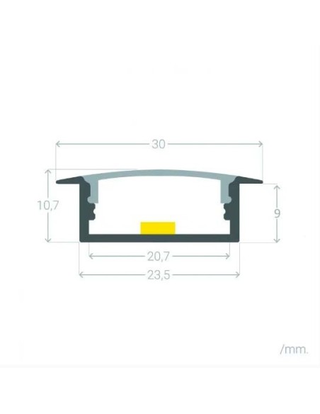 PERFIL TIRA LED. PARA EMPOTRAR. Tiras hasta 18mm. (ALED-E118)