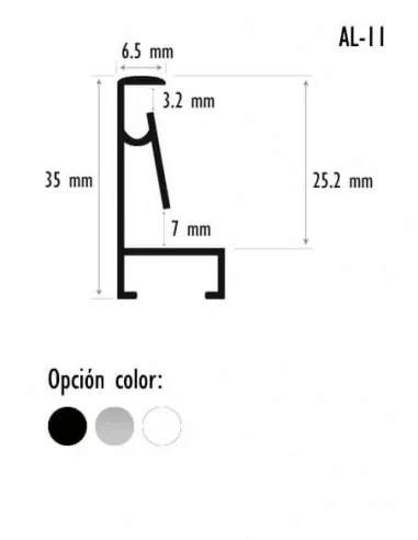 Moldura de alumínio modelo 11 - Sob medida para quadros vitrine