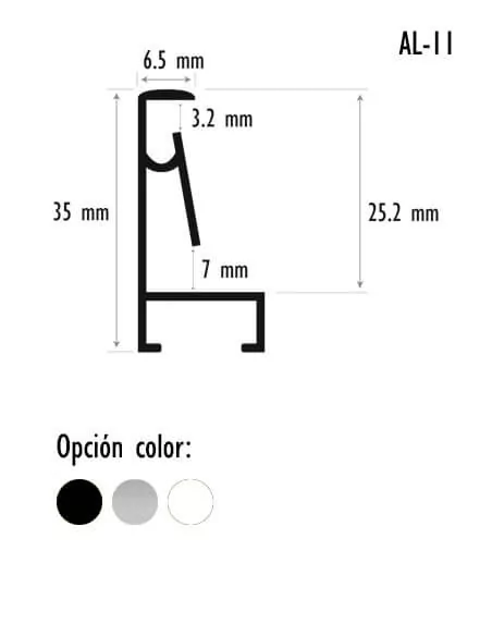 Moldura de alumínio modelo 11 - Sob medida para quadros vitrine
