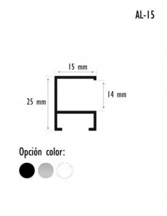 Marco ALUMINIO Perfil 15 LACADO BLANCO BRILLO 2