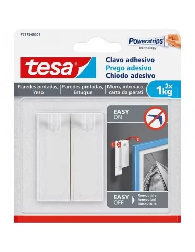 GANCHO COLGADOR ADHESIVO PARA COLGAR CUADROS SIN AGUJEROS | 2 x 1kg | TESA POWERSTRIPS