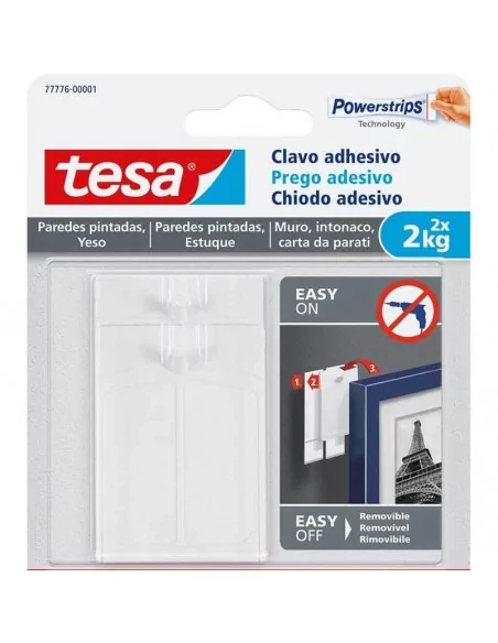 GANCHO COLGADOR ADHESIVO PARA COLGAR CUADROS SIN AGUJEROS | 2 x 2kg | TESA POWERSTRIPS GANCHO COLGADOR ADHESIVO PARA COLGAR CUADROS SIN AGUJEROS | 2 x 2kg | TESA POWERSTRIPS