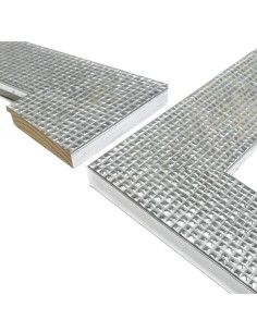 MOLDURA para cuadros. GRABADO MOSAICO PLATA BRILLANTE. 85x18mm