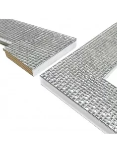 MOLDURA para cuadros. GRABADO MOSAICO PLATA BRILLANTE. 85x18mm