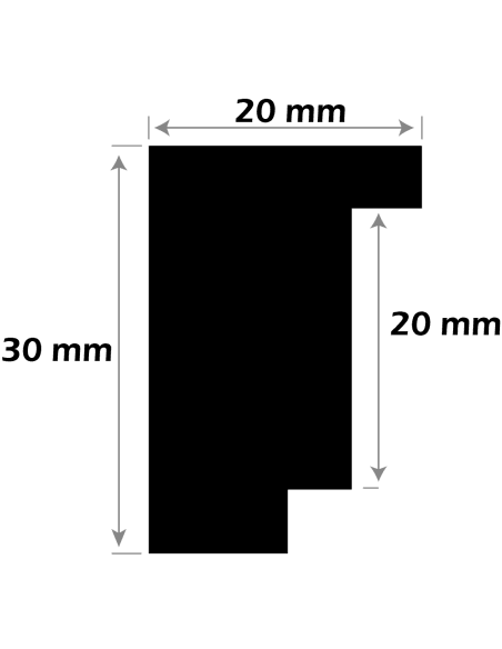 MOLDURA AYOUS DOBLE GALCE NEGRA. PARA CUADROS TIPO VITRINA 21X32 mm.