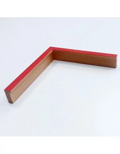 MOLDURA HAYA MACIZA CON TINTE ROJO. PARA CUADROS TIPO BAQUETON 15X34mm.