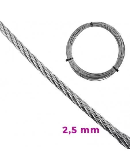 CABLE SIRGA DE ACERO TRENZADO EN BOBINA | Ø 2.5mm (metro)