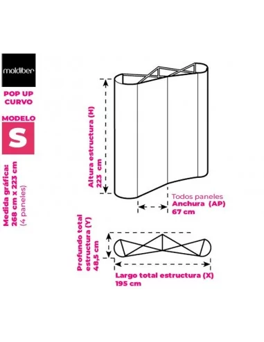 POP UP MAGNETICO CURVADO PLEGABLE UNA CARA | PARA GRÁFICA PVC EN PANELES VERTICALES| CON MALETA TRANSPORTE | DISPLAY PLEGABLE