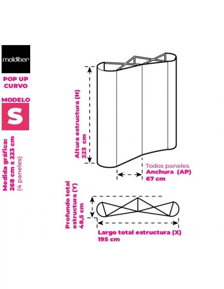 POP UP MAGNETICO CURVADO PLEGABLE UNA CARA | PARA GRÁFICA PVC EN PANELES VERTICALES| CON MALETA TRANSPORTE | DISPLAY PLEGABLE