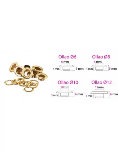 Ilhós metálico dourado com arruela para lonas, toldos e tecidos – 1.000 unid. Ilhós metálico dourado com arruela para lonas, toldos e tecidos – 1.000 unid.