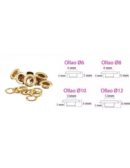 Ilhós metálico dourado com arruela para lonas, toldos e tecidos – 1.000 unid. Ilhós metálico dourado com arruela para lonas, toldos e tecidos – 1.000 unid.