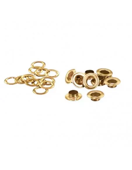Ilhós metálico dourado com arruela para lonas, toldos e tecidos – 1.000 unid. Ilhós metálico dourado com arruela para lonas, toldos e tecidos – 1.000 unid.
