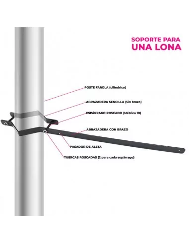 SOPORTE PARA BANDEROLAS DE LONA EN FAROLAS MODELO SENCILLO PARA UNA LONA