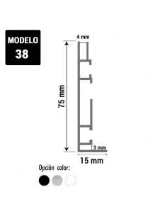 MOLDURA DE ALUMINIO PARA FABRICAR CAJAS DE LUZ A UNA CARA | PERFIL Nº38 | 75mm PROFUNDIDAD 2