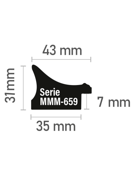 Moldura clásica profunda lisa 43x31 mm color negro filo plata
