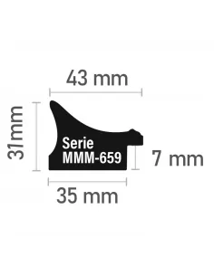Moldura clásica profunda lisa 43x31 mm color plata fría 2