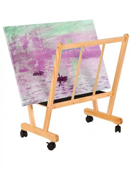 Suporte de madeira com rodas para quadros e obras de arte – Armazenamento e exposição