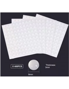 LAGRIMAS SILICONA ADHESIVAS Ø8mm x 3mm (Pack 400 uds) TOPES ADHESIVOS TRANSPARENTES PARA CUADROS MUEBLES 2