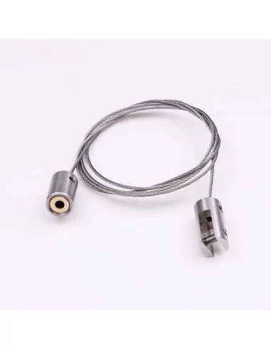 KIT PARA COLGAR CARTELERIA EN PANELES RÍGIDOS DESDE EL TECHO. ACERO INCOX. CABLE DE 150 cm KIT PARA COLGAR CARTELERIA EN PANELES RÍGIDOS DESDE EL TECHO. ACERO INCOX. CABLE DE 150 cm