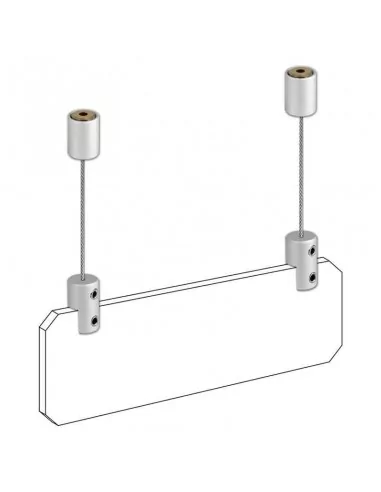 KIT PARA COLGAR CARTELERIA EN PANELES RÍGIDOS DESDE EL TECHO. ACERO INCOX. CABLE DE 150 cm KIT PARA COLGAR CARTELERIA EN PANELES RÍGIDOS DESDE EL TECHO. ACERO INCOX. CABLE DE 150 cm