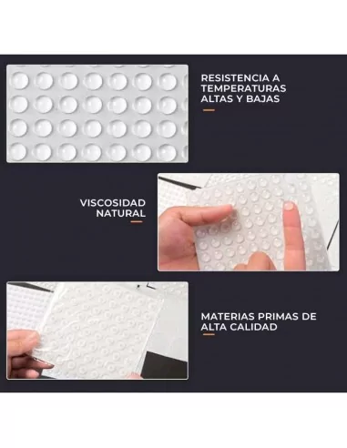 LAGRIMAS SILICONA ADHESIVAS Ø8mm x 2,5mm (Pack 100 unidades) TOPES ADHESIVOS TRANSPARENTES PARA CUADROS MUEBLES
