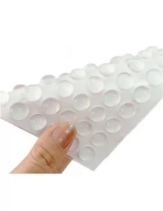 LAGRIMAS SILICONA ADHESIVAS Ø8mm x 2,5mm (Pack 100 unidades) TOPES ADHESIVOS TRANSPARENTES PARA CUADROS MUEBLES