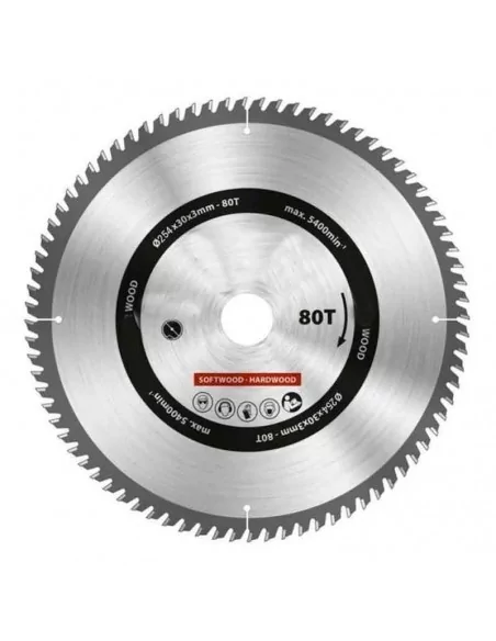 DISCO DE WIDIA PARA CORTE DE MADERA CALIDAD STANDARD | DIAMETRO 254 mm AGUJERO 30 mm Z 80 DIENTES