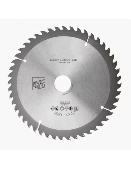 DISCO DE WIDIA PARA CORTE DE MADERA ALTA CALIDAD | DIAMETRO 250 mm AGUJERO 30 mm Z 48 DIENTES