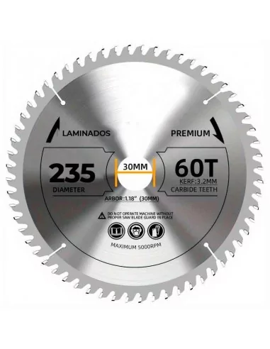 DISCO DE WIDIA PARA CORTE DE LAMINADOS | DIAMETRO 235 mm AGUJERO 30 mm Z 60 DIENTES DISCO DE WIDIA PARA CORTE DE LAMINADOS | DIAMETRO 235 mm AGUJERO 30 mm Z 60 DIENTES