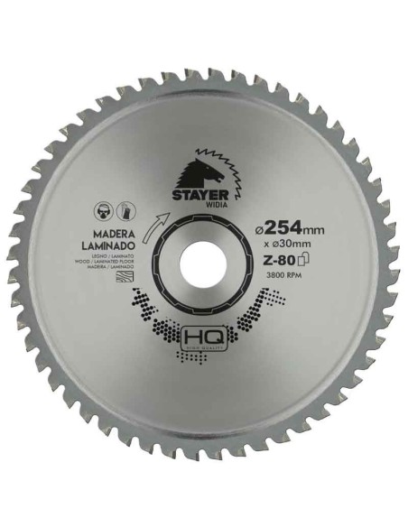 DISCO DE WIDIA SEMI SILENCIOSO PARA CORTE DE LAMINADOS | DIAMETRO 254 mm AGUJERO 30 mm Z 80 DIENTES