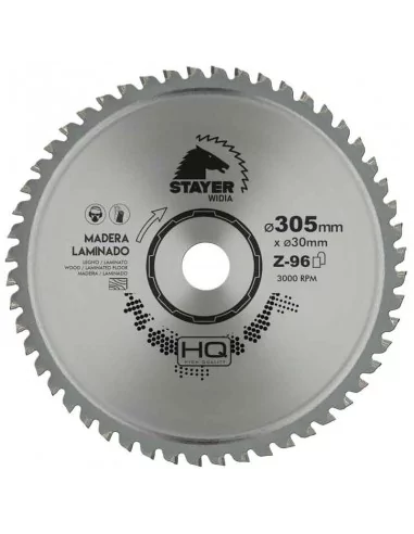 DISCO DE WIDIA SEMI SILENCIOSO PARA CORTE DE LAMINADOS | DIAMETRO 305 mm AGUJERO 30 mm Z 96 DIENTES