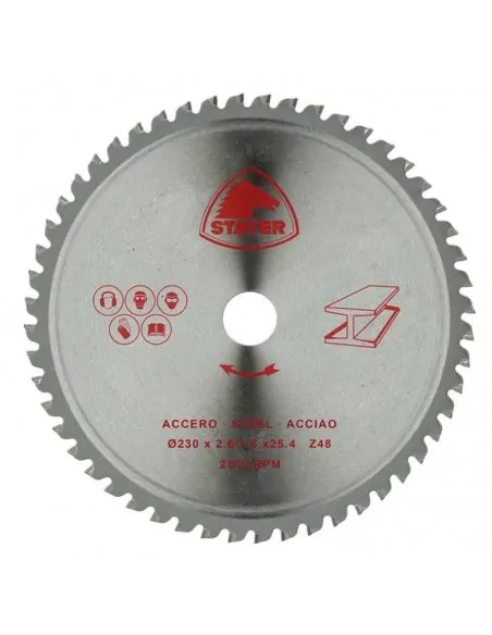 DISCO DE WIDIA PARA CORTE METAL CALIDAD STANDARD | DIAMETRO 230 mm AGUJERO 25 mm Z 48 DIENTES