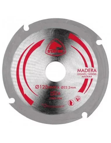 DISCO DE ACERO PARA ALTA VELOCIDAD HSS PARA CORTE EN MADERA | DIAMETRO 125 mm AGUJERO 22 mm Z 4 DIENTES DISCO DE ACERO PARA ALTA VELOCIDAD HSS PARA CORTE EN MADERA | DIAMETRO 125 mm AGUJERO 22 mm Z 4 DIENTES