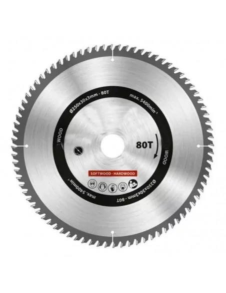 DISCO DE WIDIA PARA CORTE DE MADERA STAYER | DIAMETRO 250 mm AGUJERO 30 mm Z 80 DIENTES