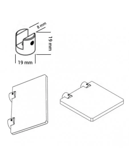 Support avec rainure pour monter la signalétique avec des panneaux jusqu'à 8 mm Support avec rainure pour monter la signalétique avec des panneaux jusqu'à 8 mm