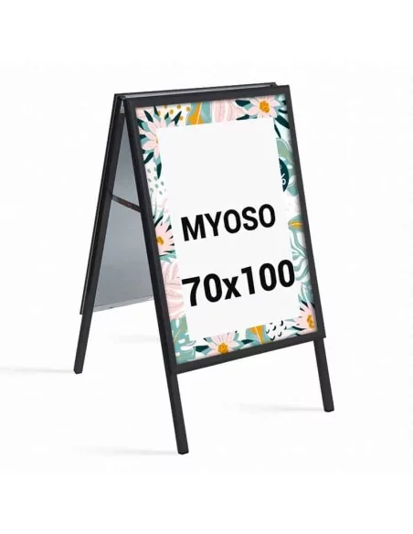 CABALLETE ACERA NEGRO 70 x 100 cm | METÁLICO ABATIBLE | 32 mm ANCHO | DOBLE CARA ESQUINAS EN INGLETE CABALLETE ACERA NEGRO 70 x 100 cm | METÁLICO ABATIBLE | 32 mm ANCHO | DOBLE CARA ESQUINAS EN INGLETE