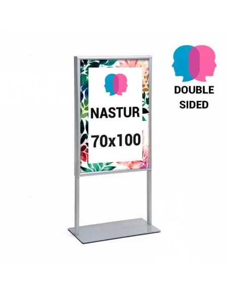 EXPOSITOR DOBLE CARA CARTELES PUBLICITARIOS DE 70 x 100 cm | CON DOS PIES Y BASE RECTANGULAR