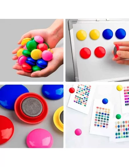 IMANES COLORES PARA PIZARRAS MAGNÉTICAS Y TABLONES ANUNCIOS.