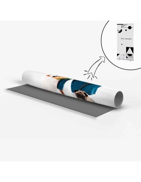 Impression de visuels pour enrouleurs roll-up – Polypropylène opaque dos gris