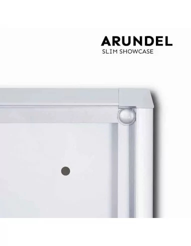 VITRINA MAGNETICA INTERIOR ULTRA FINA CON LLAVE | ACABADO PLATA | MODELO ARUNDEL