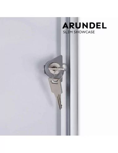VITRINE MAGNÉTIQUE INTÉRIEURE ULTRA FINE AVEC CLÉ FINITION ARGENT MODÈLE ARUNDEL