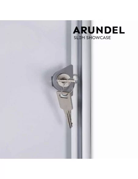 VITRINA MAGNETICA INTERIOR ULTRA FINA CON LLAVE | ACABADO PLATA | MODELO ARUNDEL