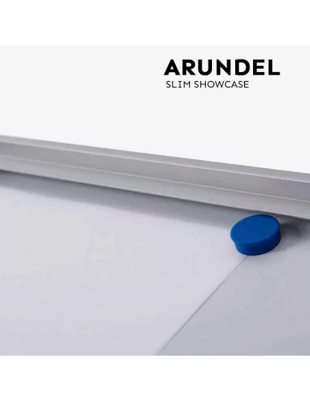 VITRINA MAGNETICA INTERIOR ULTRA FINA CON LLAVE | ACABADO PLATA | MODELO ARUNDEL