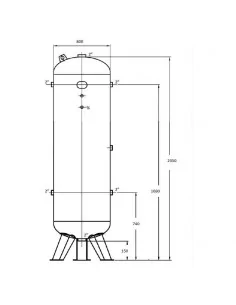 DEPOSITO ACUMULADOR DE AIRE COMPRIMIDO | VERTICAL | 1000 Litros - 16 bar 2
