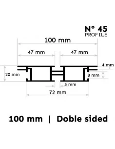 MOLDURA PERFIL 45 DE ALUMINIO PARA CAJAS DE LUZ Y MARCOS TEXTILES DOBLE CARA GROSOR 100 mm 2